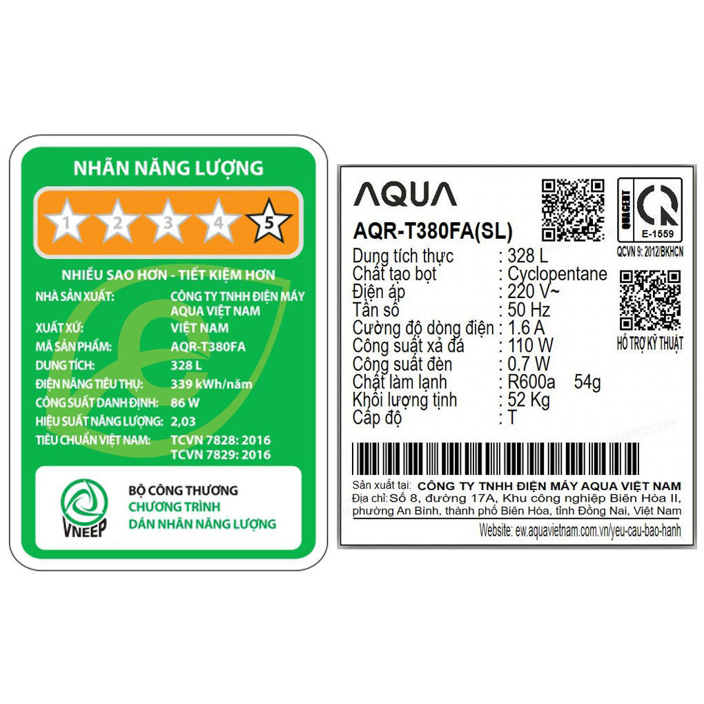 Tủ lạnh Aqua Inverter 315 lít AQR-T385FA(SL)